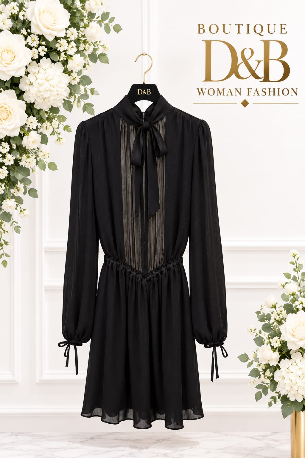 Abito nero Montauban Dress in satin creponato