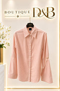 Camicia rosa gessata PINKO Davvero in popeline