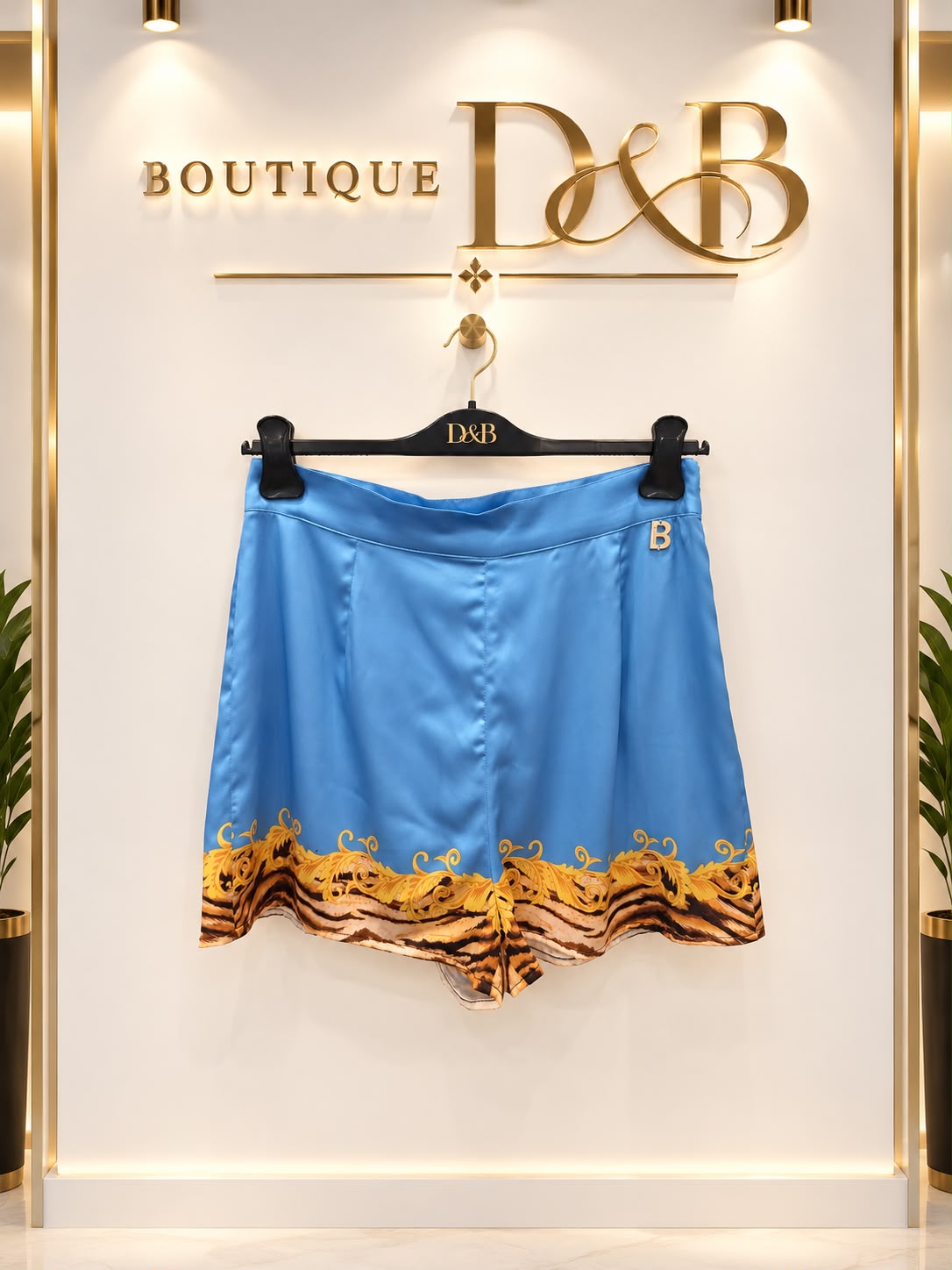 Shorts azzurri Blugirl in raso stampa Sweet Wilder