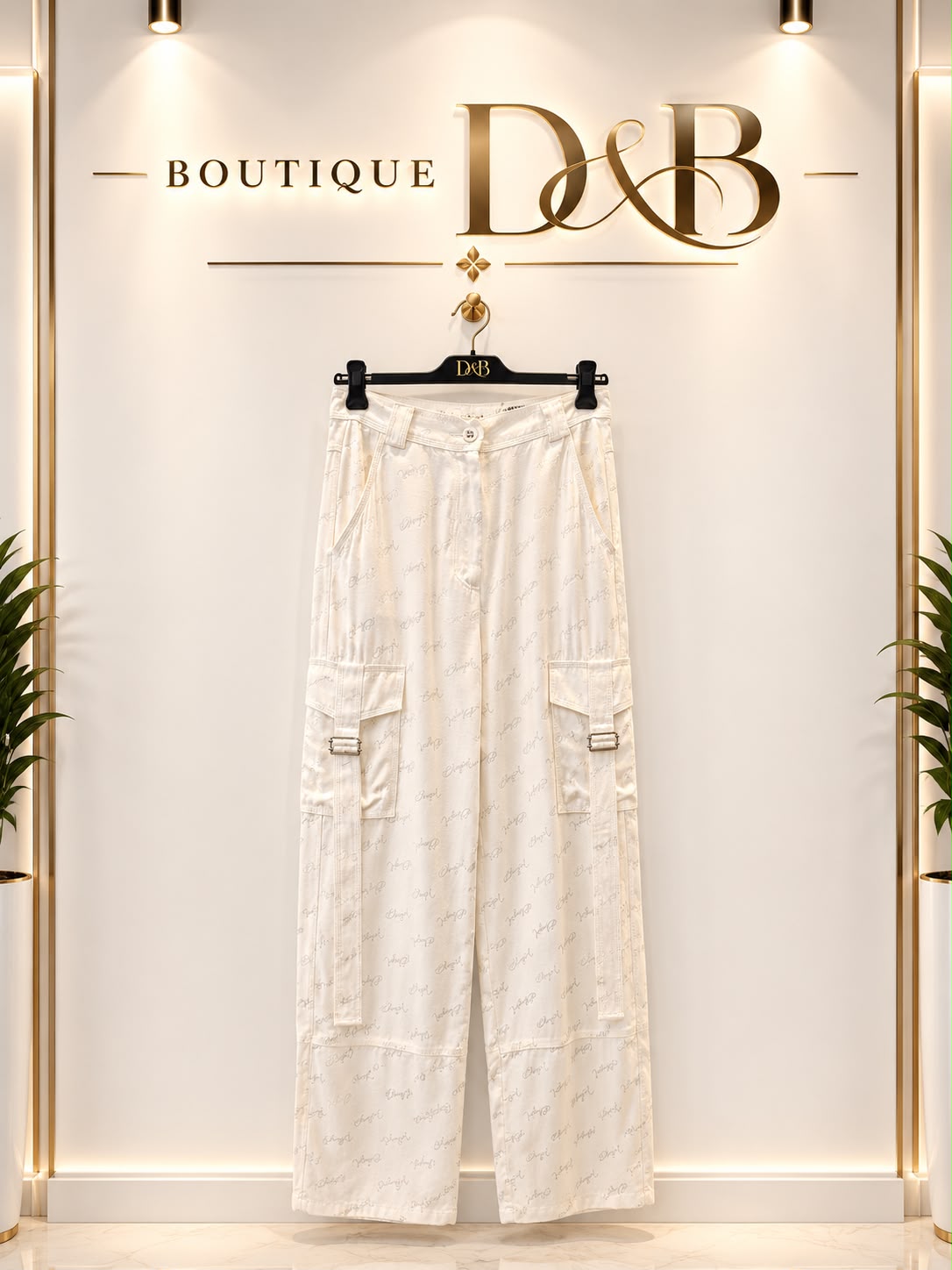 Pantalone cargo bianco Blugirl con logo all over