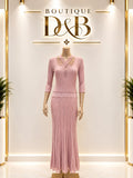 Completo rosa cipria PINKO in maglia plissettata