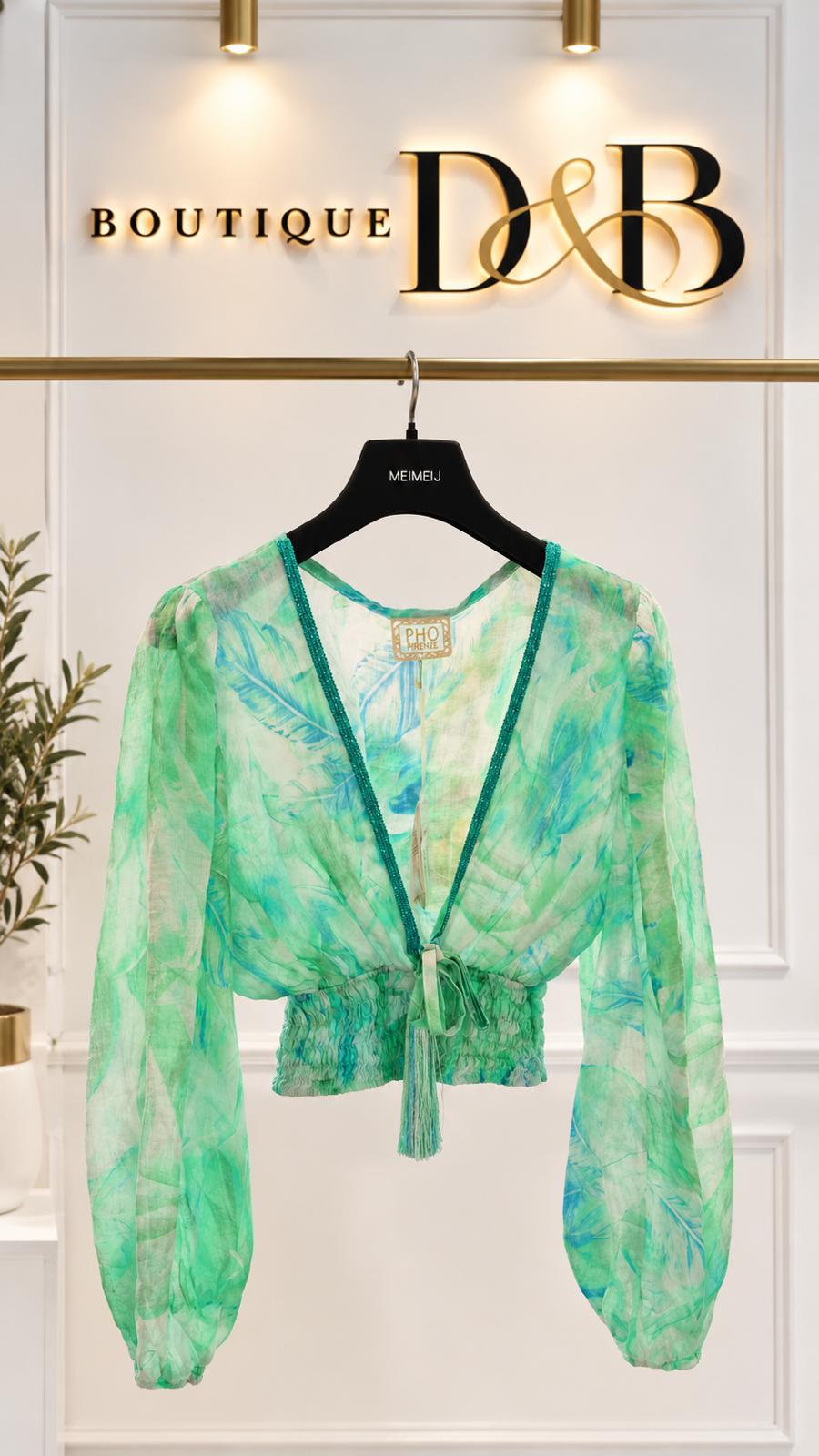 Blusa cropped verde acqua P.H.O Firenze Tahiti