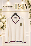 Maglione panna Dixie scollo a V stile college