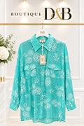 Camicia floreale turchese P.H.O Firenze