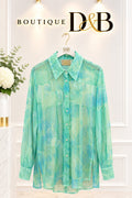 Camicia fantasia verde acqua P.H.O Firenze